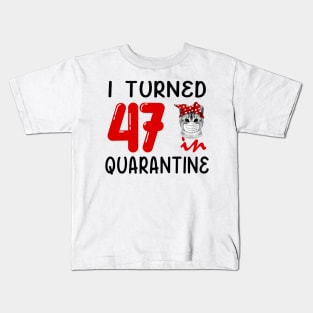 I Turned 47 In Quarantine Funny Cat Facemask Kids T-Shirt